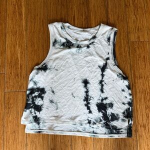 lululemon athletica White & Black Tie-Dye Crop Tank